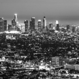 scenic view of Los Angeles skyscrapers at night,California,usa.