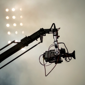 Tv,Camera,On,A,Crane,On,Football,Mach,Or,Concert